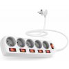 CONNECT IT predlžovací, 5 zásuviek, 2 m s vypínačmi CES-1100-WH