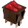 Tracon electric Kolískový vypínač ON-OFF, 2 obvody, červený, 16A, 250V, 0-I