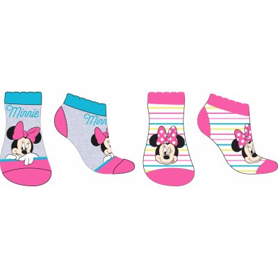 Minnie Mouse Dievčenské členkové ponožky šedá / prúžok Mix farieb