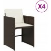 Záhradné stoličky s vankúšmi, 4 ks, hnedé, polyratan