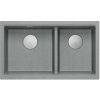 GraniteQ ČTVRÁK | LOGAN 120 | žulový kuchyňský dřez SILVER STONE + OCEL | rozměry: 76 x 45 x 23,5 cm | 2komorová vložka | výška dna skříňky od: 80 cm