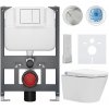 CERANO - Závesné WC s bidetom Cronus Premium - biela lesklá - tlačidlo Prime/Maxio, biele - závesné - nízky modul - predstenová inštalácia / sadrokartón - 59,3x38,4 cm