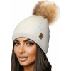Fashionweek Dámska čiapka s kožušinovou brmbolcom JENOT +flísová podšívka WOOL VERONA Farba: krémová