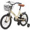 DETSKÝ BICYKEL 16 PALCOV PRE DETI S BOČNÝMI KOLESAMI KOŠÍK KHAKI