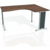 Pracovný stôl Flex, ergo, ľavý, 160x75,5x120 (80x60) cm, orech/kov