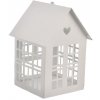 Sviečka kovová domček biela O0530