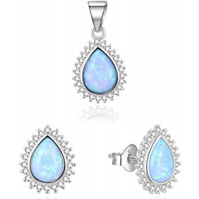 Beneto pôvabná súprava šperkov s modrými opály AGSET231L náhrdelník náušnice