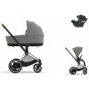 Cybex Platinum CYBEX e-Priam Travel Set + Aton B2 i-Size mirage grey 2023 chrome with brown details