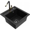 MEXEN/S MEXEN/S - Vito granitový drez 1-miska vrátane batérie Flora, čierna 6503-77-670401-57-B
