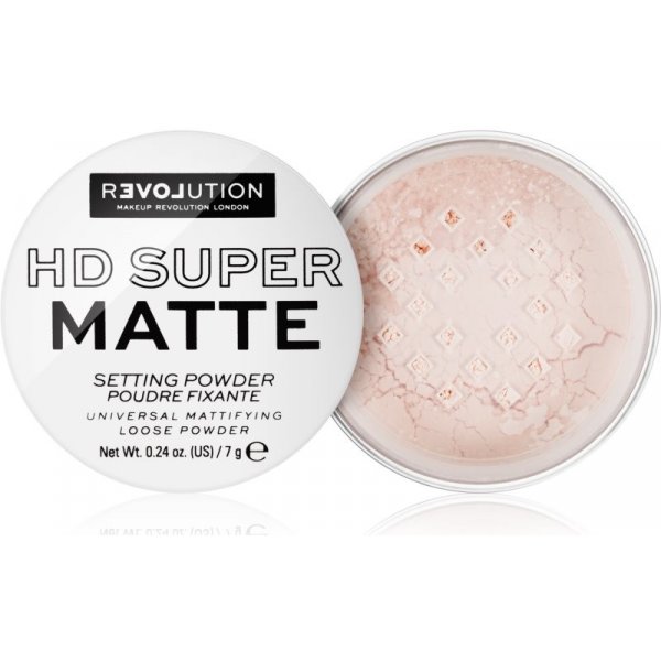 Púder na tvár Revolution Relove HD Super Matte transparentný fixačný púder s matným efektom Transparent 7 g