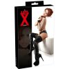 Late X Čierne latexové pančuchy s čipkou XL, prírodný latex