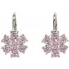 Strieborné zirkónové náušnice ružové kvety