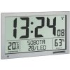 60.4517.54 TFA Rádiom riadené digitálne XL hodiny s teplomerom a vlhkomerom, strieborné