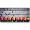 Vodorovné Sklenené hodiny na stenu Tulipány na strome 60x30 cm