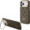 Guess kryt 4G PU Triangle Logo & stojan Camera MagSafe pre iPhone 17 Pro Max hnedý (GUHMP17XPCS4GPTW)