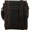 Greenwood Pánska kožená taška cez rameno Gion tm. hnedá