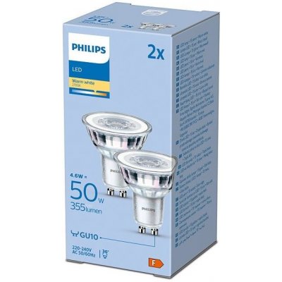 Philips | SADA 2x LED Žiarovka Philips GU10/4,6W/230V 2700K | P4971