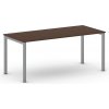 Rokovací kancelársky stôl PRIMO SQUARE, 180x80 cm, sivostrieborná podnož, orech