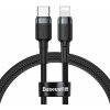 Baseus CATLKLF-G1 Odolný nylonový opletený vodič USB Typ C PD/Lightning 18W QC3.0, 1m, černo-šedý