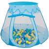 Selonis Hrací stan 105X90cm/200 loptičiek Hradný domček Pop Up Ballpit Plastové loptičky pre deti, Modrá:Tyrkysová-Modrá-Žltá-Transparentné