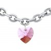 Ocelový náramek se Swarovski Crystals Srdce 14mm Light Rose