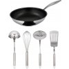 Silvercrest® Panvica z ušľachtilej ocele Premium s keramickou vrstvou, Ø 24 cm + Súprava kuchynských pomôcok Premium, 4-dielna (800013124)