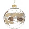Vianočná sklenená guľa motív listov Ø 8 cm priehľadná