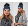 Fashionweek Dámska zimná čiapka s brmbolcom MULTICOLOR ZIZI-P8 Farba: Jeans, Veľkosť: Universal