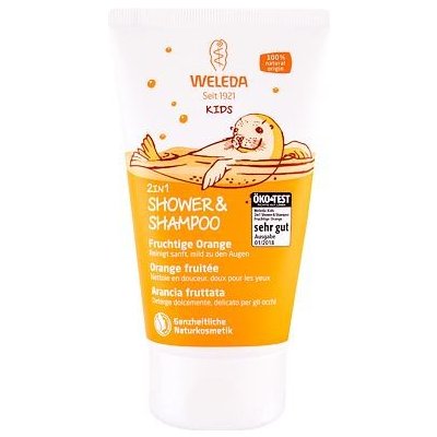 Weleda Kids Happy Orange 2in1 sprchový krém a šampon 2v1 s vůní pomeranče 150 ml pro děti