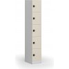Šatníková skrinka S1 s úložnými boxmi, 5 boxov, 1850 x 300 x 500 mm, demont, kódový zámok, laminované dvere, breza