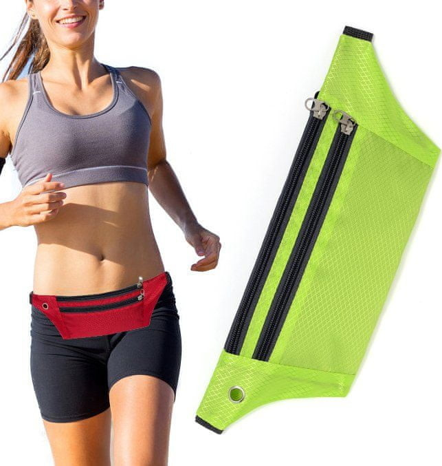 Púzdro MG Ultimate Running Belt bežecké opasok s otvorom slúchadlá, zelené