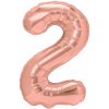 Party Fóliový narodeninový balón číslo 2 rose gold - 100 cm veľký balón na oslavu