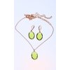 Set náhrdelník a náušnice svetlo zelený ovál Strieborná retiazka