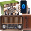 Kuchynské retro rádio Bluetooth ANTÉNA LCD FM/AM na batérie Baterka Drevo