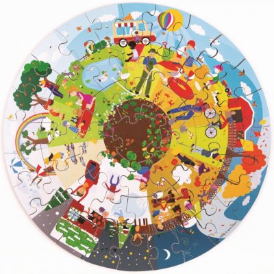 Bigjigs Toys Okrúhle podlahové puzzle Štyri ročné obdobia 50 dielikov