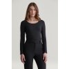TRIČKO GANT SLIM COT/ELA LS SCOOP NECK TOP BLACK