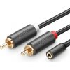 Ugreen Jack 3,5 mm - RCA (Cinch) kabel x 2 0,25 m černý (UGR649BLK)