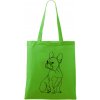 Francúzsky buldoček čierna kresba - Taška bavlnená - 42 x 38 cm ( Apple Green )