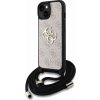 Guess PU 4G Metal Logo Crossbody Popruh Zadný Kryt pre iPhone 15 Pink