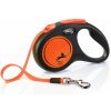 Flexi Vodítko Neon S pásek 5m černo-oranžové