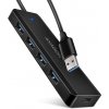 AXAGON HUE-C1A, 4x USB 5Gbps TRAVEL hub, USB-C napájací konektor, kábel USB-A 19cm HUE-C1A