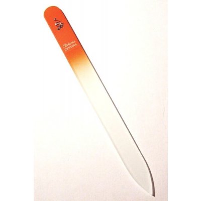 Bohemia Crystal pilník na nechty sklenený s potiskom 140 mm oranžový