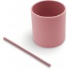 Malý Ježko Silikónový pohárik so slamkou - Old Rose