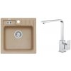 Alveus SET A474 Beige 55 / Chróm SETA474 - Drez Granitový Niagara 20 - 465x465mm, vanička 380x320x180mm, Beige 55 + bateria Reno, Chróm