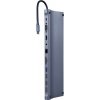 Gembird A-CM-COMBO11-01 USB Type-C 11-in-1 multi-port adaptér (USB hub + HDMI + VGA + PD + card reader + LAN + 3.5 mm audio) space grey