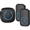Cacazi Bezdrôtový zvonček A6 – sada 1× prijímač + 2× tlačidlo, čierny