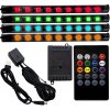 Interlook RGB LED osvetlenie interiéru vozidla pod USB | Bluetooth pripojenie s aplikáciou v telefóne | 4x LED pásik 9 LED 5050 15cm | IR diaľkové ovládanie | hudobné režimy