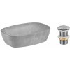 Comad Súprava keramického umývadla na dosku a výpuste Anna 50 cm sivý kameň