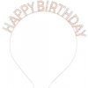 Nejedlá dekorácia kovová Čelenka ružovo-zlatá Happy Birthday