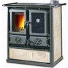 NORDICA Rosetta 5.0 Liberty panna - sporák na dřevo, pravý vývod, výkon 3 - 10 kW, litinové topeniště i plotna, černý lak / keramika Liberty pergamena